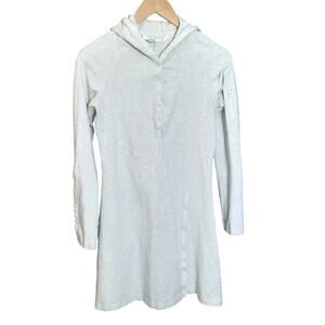 Athleta Womens Hooded Gray Sweatshirt Snap Front Dress Size SP